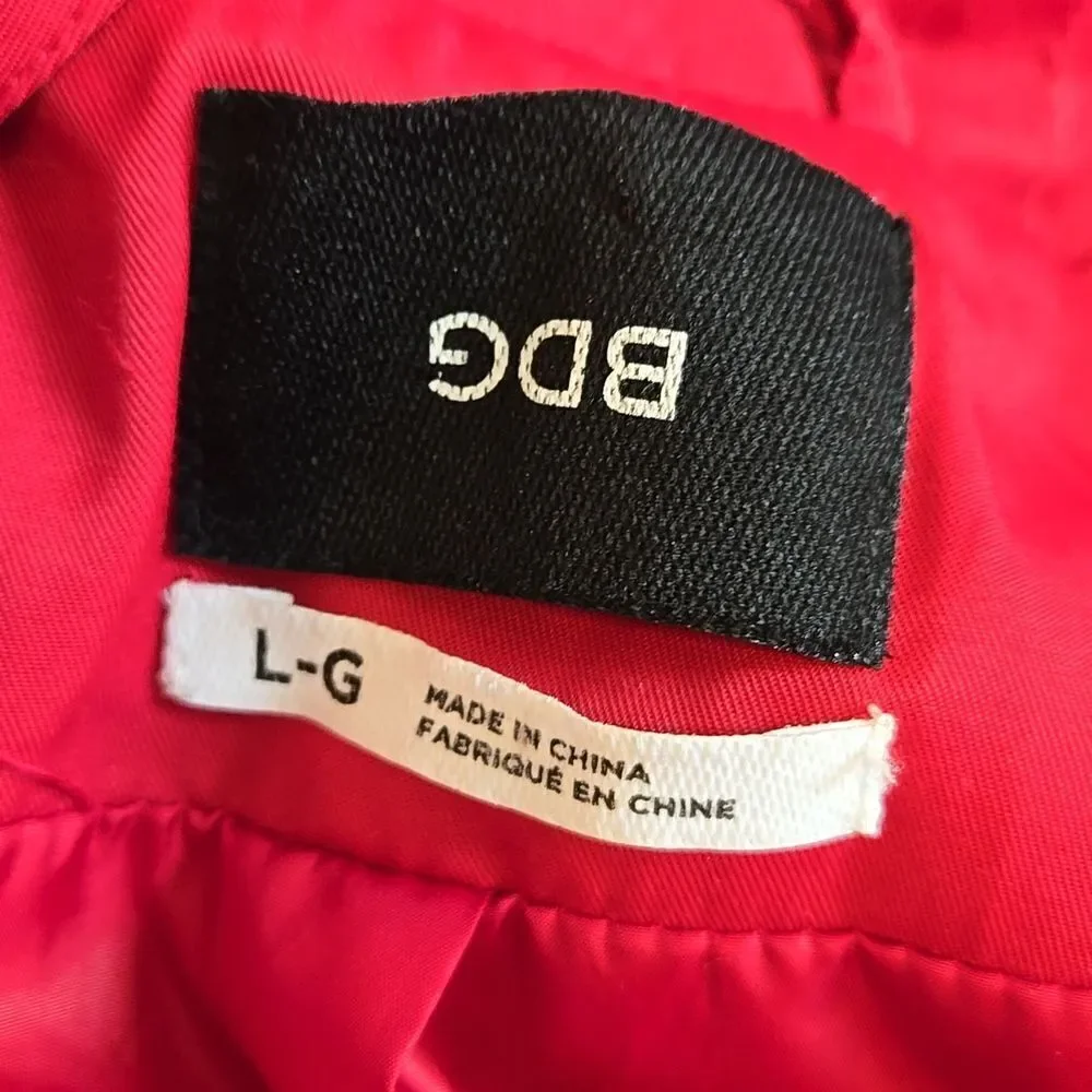 BDG Nylon Red Hooded Rain Jacket